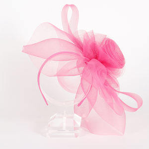Retro <strong>Pink</strong> Flower Rose Mesh Wedding Church Derby Hat <strong>Headband</strong> Stage Performance Tea Party Headwewar <strong>Fascinators</strong> Hats for Women - Product Image 2