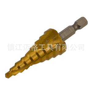 Hexagonal Shank Spiral <b>Step</b> <b>Drill</b> Bit Metric Gold Finish For Metal Drilling 3Pc Set - Product Image 3
