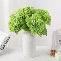Arrangement floral d'hortensias S-0017 Real Touch, nouveaux hortensias artificiels en latex vert et blanc pour la décoration de mariage et de la maison