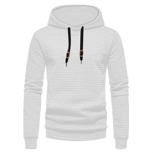 Men's <b>Quilted</b> Hooded Sweatshirt Drawstring Pullover <b>Hoodie</b> Solid Casual Winter Top - Product Image 4