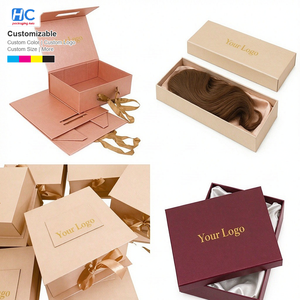 Textured Luxury Custom Magnetic Folding Rigid Box for Raw Virgin Hair <b>Extensions</b> and HD Lace Wigs with Silk Lining New Pro - Product Image 2