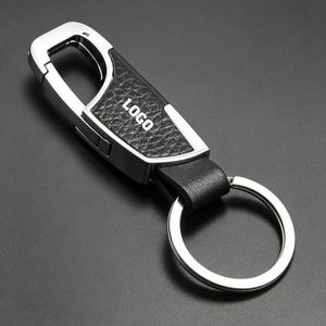 Custom Logo Pu Metal Keyring Luxury Car Dealer Promo Business Gift Key Chains <b>Personalized</b> Leather <b>Keychain</b> - Product Image 1