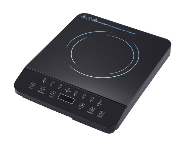 Portable Induction Single-Burner Stove Electric Ceramic Panel Plastic Housing Touchpad Control 2000W for Household Use