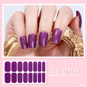Nouveaux autocollants pour ongles imperméables, couleur unie, pailletés, film vernis à ongles, poudre flash, autocollants pour ongles tendance INS, vente en gros - Product Image 6