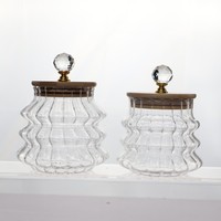 Nouvelle boîte de rangement pour arbre de Noël rayée avec couvercle en bambou rayé, récipient en verre borosilicate avec couvercle, boîte à thé hermétique