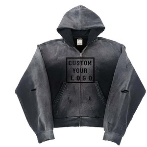 <span class=keywords><strong>Sweat</strong></span>-shirts à capuche zippés surdimensionnés <span class=keywords><strong>vert</strong></span> dégradé, style streetwear, effet vieilli vintage, avec logo personnalisé, vente en gros - Product Image 2