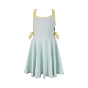 Vestido sin mangas para niñas, color verde menta <span class=keywords><strong>y</strong></span> amarillo pálido, con aberturas laterales, lazo <span class=keywords><strong>y</strong></span> falda acampanada, estilo casual, diario, festivo, lindo <span class=keywords><strong>y</strong></span> elegante. - Product Image 2