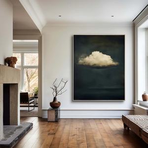 Pintura Contemporánea al Óleo con Textura, Arte en Lienzo, Arte de Nubes en Pastel, Lienzo Abstracto Grande para Hogar y Galería - Product Image 6