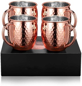 Wholesale Moscow Mule <strong>Copper</strong> Mugs Set of 4pcs with Luxury Gift Box Stainless Steel Cocktail <strong>Copper</strong> Mug Beer Mug Hammered <strong>Cups</strong> - Product Image 1