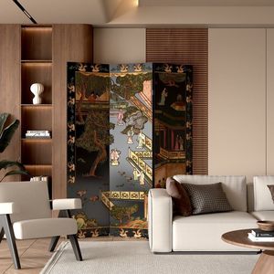 Biombo Plegable de Madera Maciza con Acabado Lacado, 240x183 cm, Estilo Vintage, para Sala de Estar, Dormitorio, Oficina, Hotel, Entrada - Product Image 4