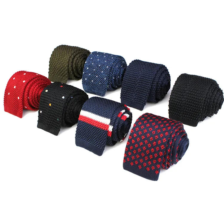 fashion mens polyester plain knit tie