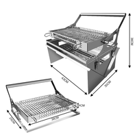 Grill de barbecue rotatif à 360° avec grille amovible, portable, pour jardin, camping et usage commercial en extérieur