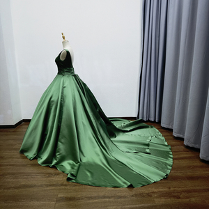 Robes de bal élégantes en satin à épaules dénudées, manches plissées amovibles, robe de soirée Mz0017 - Product Image 2