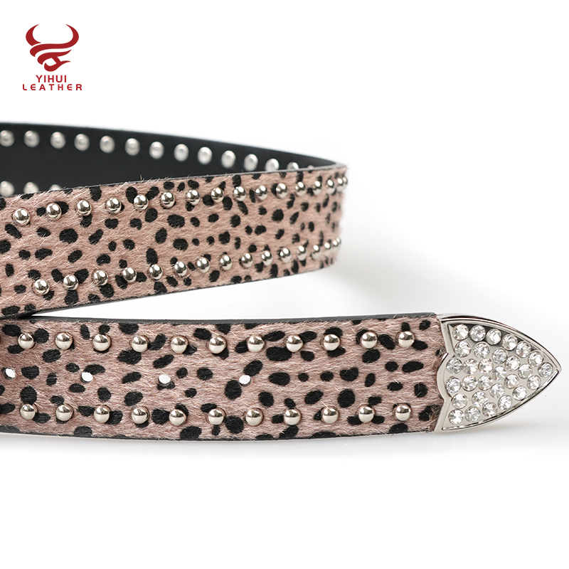Faux Leather Rhinestone Belt with Alloy Buckle Leopard Print Western 2021 Western Belt Rhinestone Leopard Head Buckle... From  main image 2