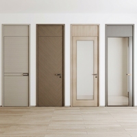 Porte intérieure moderne en bois massif pré-montée Lesso Home avec isolation acoustique personnalisée, finition chêne acajou, panneaux de verre Shaker, résistante à l'eau