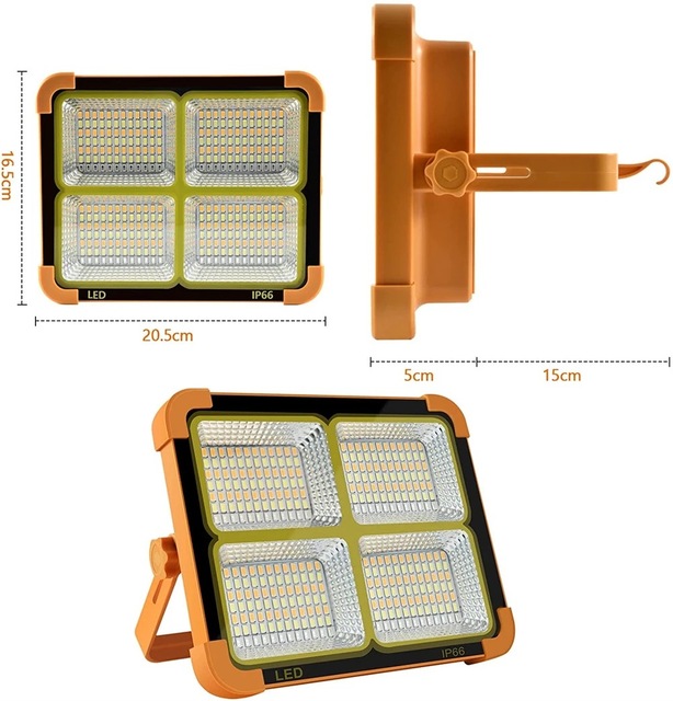 USB Solar Rechargeable Powerful Work Lamp Convenient Outdoor Camping Lamp Emergency Work Light High Power 4 Mode Light