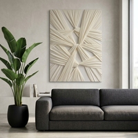 Peinture à l'huile abstraite moderne en plâtre blanc, peinte à la main, sur toile sculpturale 3D épaisse, art mural personnalisable pour hall d'hôtel