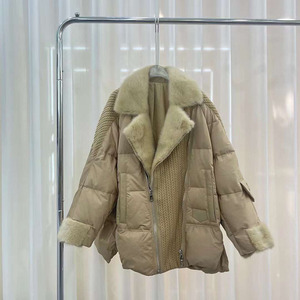 Oftbuy 2023 mujeres europeas y <span class=keywords><strong>americanas</strong></span> de alta calidad con hombros caídos abajo abrigo de piel de visón Real suelta corta cálida chaqueta de plumón de <span class=keywords><strong>ganso</strong></span> - Product Image 1