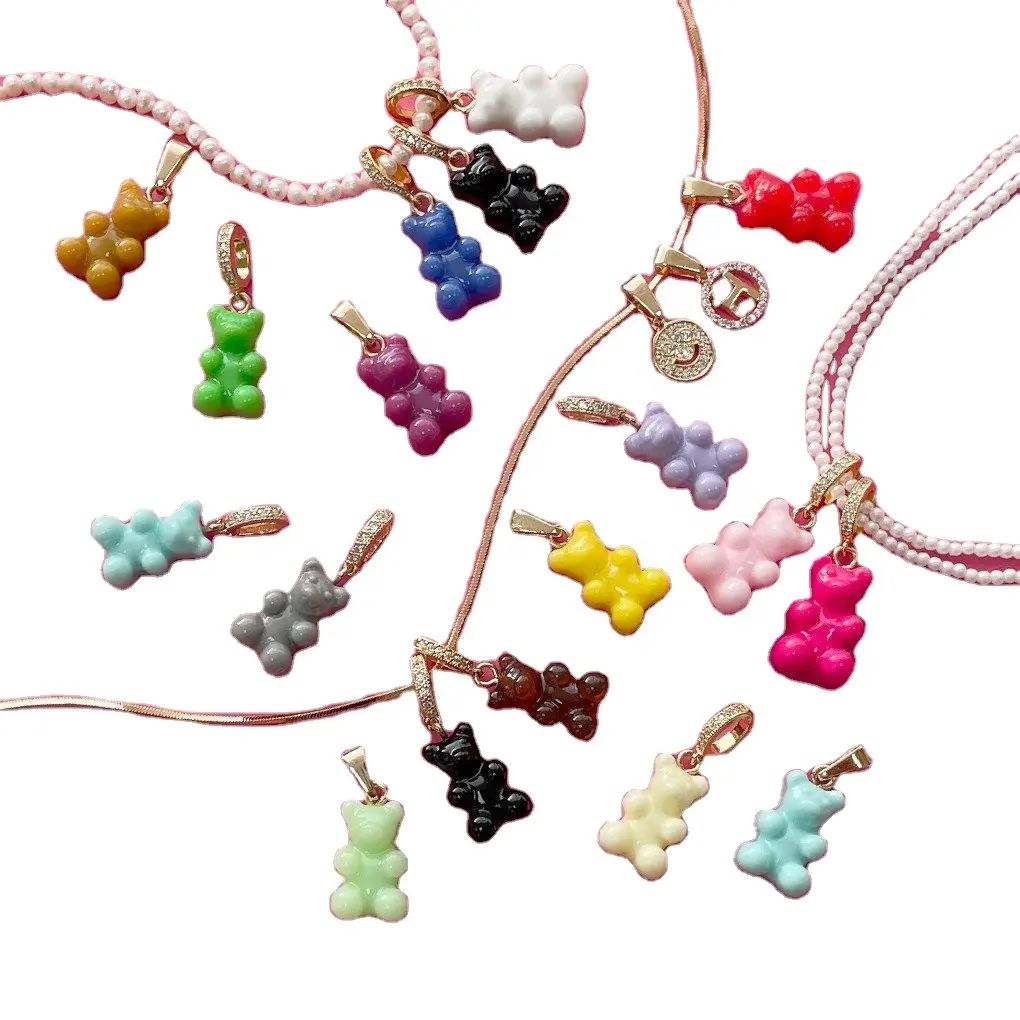 Gummy Bear Flat Back Resin Brass Charms Pendants For Jewelry Making Bracelet Pendant