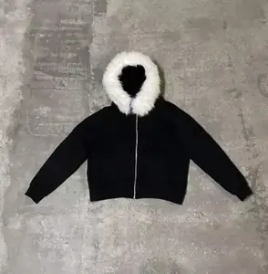 도매 지퍼 후드티 스트리트웨어 맞춤형 퍼 후드티 남성용 Y2K 스트리트웨어 후드티 - Product Image 4