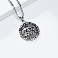 Perhiasan Fashion Berkualitas Tinggi Liontin Geometris Bulat Mesir Kuno Mata Horus Segitiga Bahan Baja Tahan Karat 316L untuk Kalung Pria