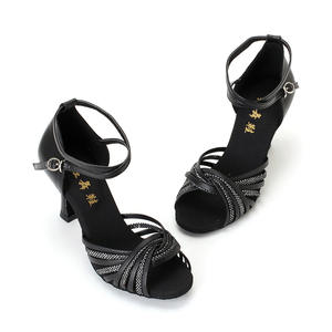 Zapatos de Baile Latinos de <span class=keywords><strong>Salsa</strong></span> Negros de 7.5cm, Económicos, para Salón de Baile, Jazz, Tango, Fiestas, Sandalias para Mujer - Product Image 3