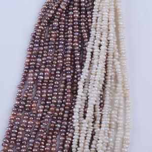 Perlas de Agua Dulce de Zhuji al por Mayor, 18 cm, 4-5 mm, Forma de Botón Plano, Perlas Sueltas Naturales para Joyería DIY, Modelo 31831 de China - Product Image 1