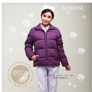 เสื้อโค้ทกันหนาวสำหรับผู้หญิง สีม่วง บุโพลีเอสเตอร์หนา ชุดยูนิฟอร์มโรงพยาบาล ชุดทำงาน - Product Image 5