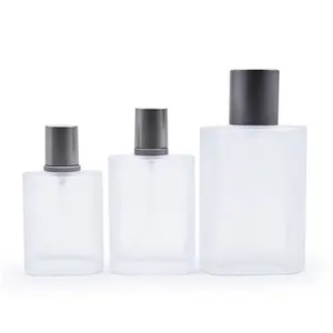 Frasco de perfume luxuoso reciclável, recarregável, frasco de vidro fosco, névoa, 30ml 50ml 100ml, com tampa de spray de bomba