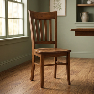 Chaise de salle à manger moderne en teck avec dossier à lattes verticales à 5 niveaux - Product Image 2