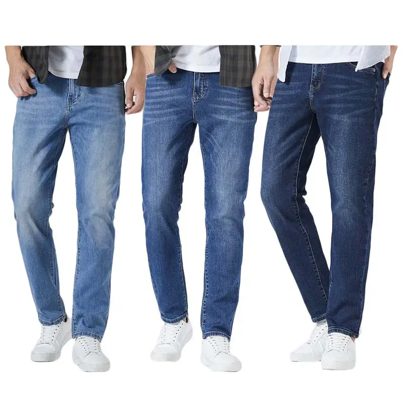 New Style 2021 Black Blue Male Man Boyfriend Wide Leg Celana Jeans Pants For Men Stylish