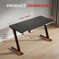 Bureau d'ordinateur ergonomique AOR, table de jeu E-sports pour hôtel, matériaux écologiques, design panneau, éclairage RGB Armor