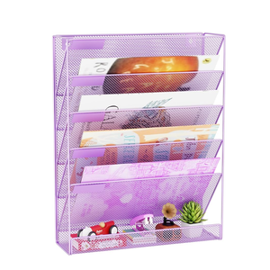 Organiseur de fichiers <span class=keywords><strong>mural</strong></span> à 5 niveaux, étagère de rangement de documents en fer forgé pour le bureau et la maison, <span class=keywords><strong>porte</strong></span>-fichiers robuste - Product Image 6