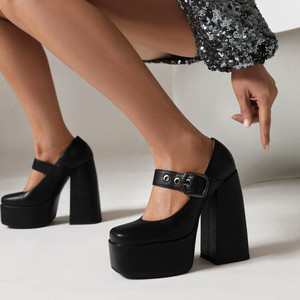 Chaussures à plateforme pour femmes, talons épais sexy pour femmes - Product Image 4