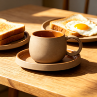 Mug à café en céramique rustique de style japonais, vintage, créatif, bicolore, minimaliste, 280 ml, compatible lave-vaisselle et micro-ondes