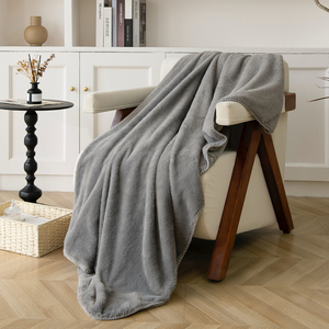 Manta gruesa y cálida de punto para lavado a mano, 100% poliéster, peluda, de piel sintética, para avión, cuatro estaciones - Product Image 1