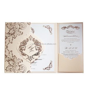 Mới nhất thiết kế bàn chải màu hardboard lời mời đám cưới với vàng foiling lời chào từ ngữ và phong bì - Product Image 1