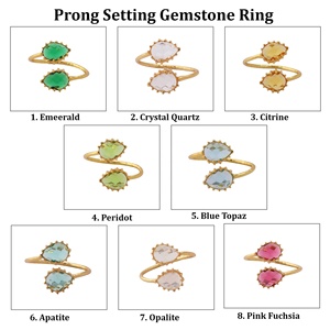 แหวนแฟชั่นควอตซ์ใสชุบทองหรูหราทำด้วยมือปรับได้ - Product Image 3