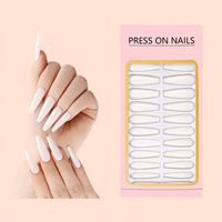 Ongles artificiels réutilisables en ABS, design long et luxueux, à la mode, avec colle, personnalisables, à presser