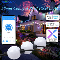 Boule LED RGB 3D de 50 mm, lumière pixel, IP65, connectable en série, lumières ponctuelles à changement de couleur, éclairage décoratif pour jardin, patio, scène, matrice