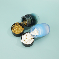 Bouteille en verre vide en forme de capsule de 120 CC, couleur personnalisée, pour emballage de pilules, comprimés, suppléments, bonbons et gommes