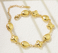Bracelet géométrique en acier inoxydable en forme de cœur, tendance et polyvalent, avec un design en titane en forme de goutte d'eau et de croix