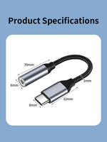 Tipe-c ke 3.5mm kabel Aux DAC USB-C HiFi adaptor OTG Audio pengisi daya 2 in 1 kabel adaptor Audio Jack Headphone Aux 3.5mm untuk USB C
