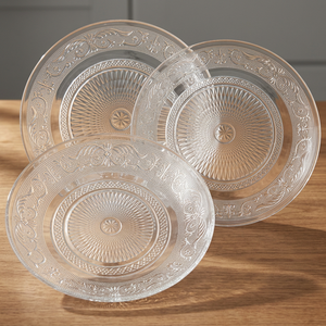Set di Stoviglie in Vetro Imperial da 18 Pezzi, Piatti Ecologici con Rilievi Dorati, Lussuoso Design Classico Vintage Europeo, Lavabile in Lavastoviglie - Product Image 2