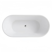 Baignoire autoportante de luxe en acrylique, ovale, profonde, en surface solide, avec drain central, blanc brillant, moderne et écologique – Offre Spéciale