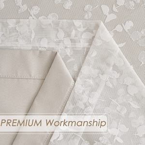 Rideaux occultants Bindi de luxe <span class=keywords><strong>beige</strong></span> <span class=keywords><strong>et</strong></span> <span class=keywords><strong>blanc</strong></span>, double couche, absorbants le son, 100 % polyester, unis, avec dentelle transparente en forme de feuille - Product Image 6