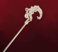 Perlen-Quasten-Haarnadel für Damen, Imitation Jade, Mondförmig, Hanfu Pferdegesicht-Rock Kopfschmuck für Hochzeit und Chinesisches Neujahr