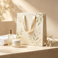 Sacs en papier personnalisés haut de gamme pour produits de beauté avec poignées en ruban, fabrication artisanale de qualité supérieure et sacs de shopping laminés brillants