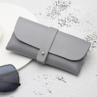 Usine Stock En Gros Pas Cher Personnalisé Logo Rectangle Lunettes De Soleil Cas Bouton Pression Flip Souple En Cuir Pu Myopie Lunettes Sac De Rangement