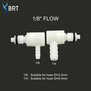 Raccord de tuyauterie à surface lisse BRT, raccord coudé en plastique à 90 degrés avec valve mâle 1/4 pouce, raccord rapide - Product Image 2